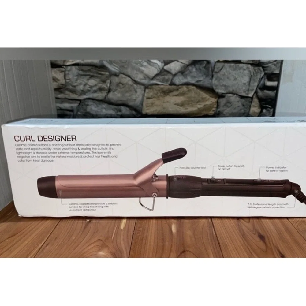 GEM CURL DESIGNER Ceramic Curling Iron -1 1/4 Barrel Rose Gold